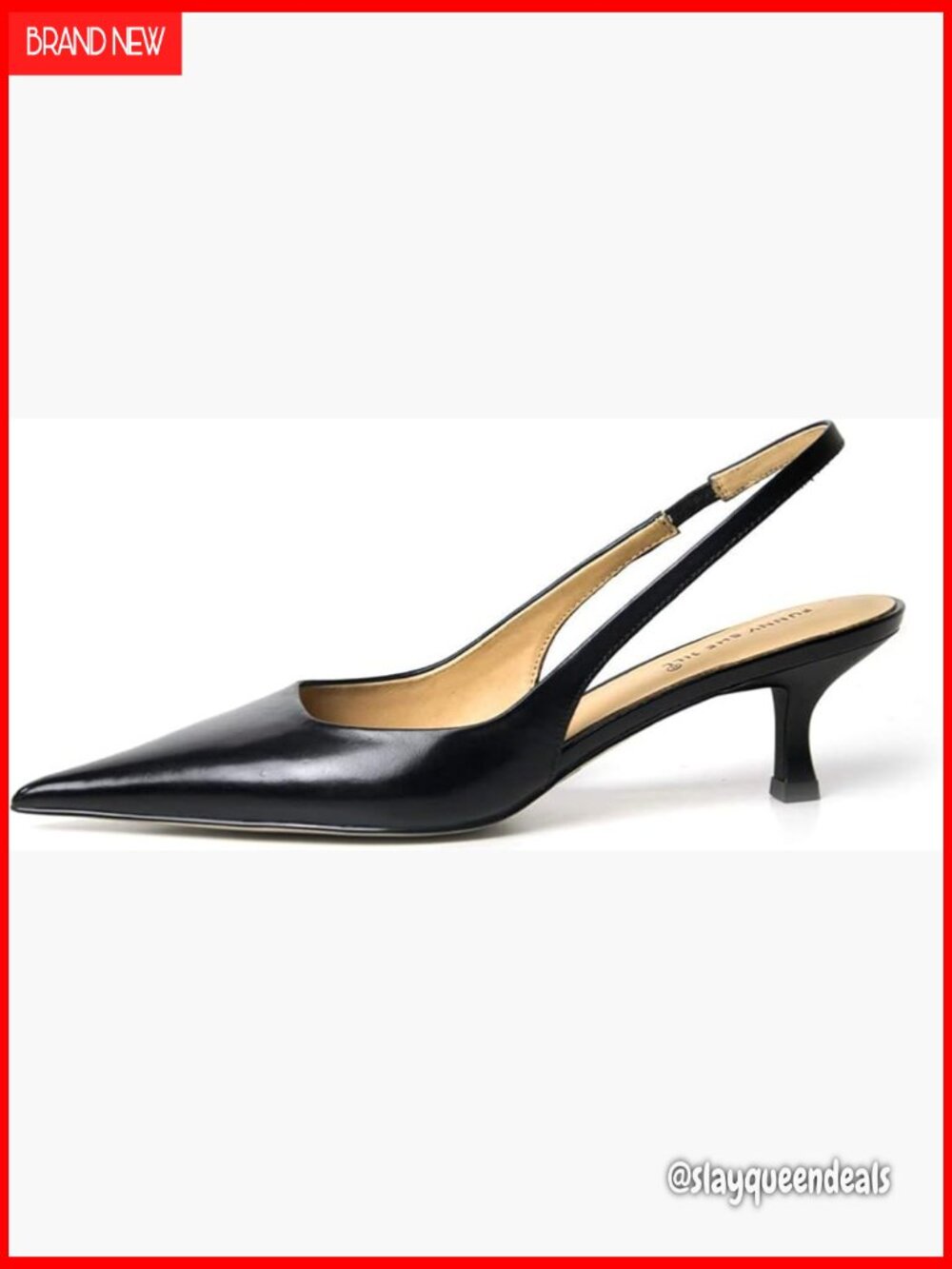 Mid Kitten Heel Slingback Sandals Pointy Toe Stiletto Pumps Comfortable Dress